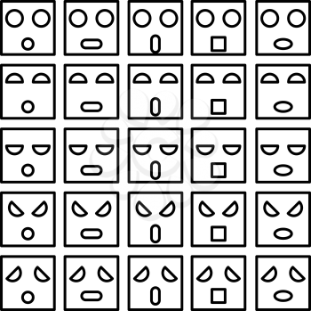Icons of smiley emotion faces. Vector illustration.