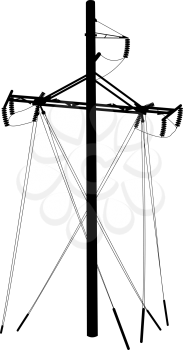 Silhouette of high voltage power lines. Vector  illustration.