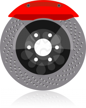 Brake disc with caliper, vector illustration