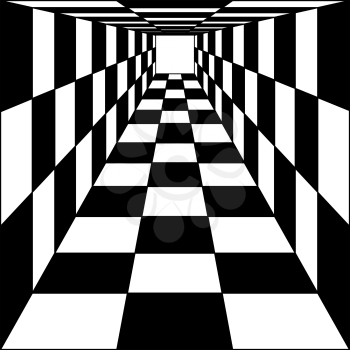 abstract background, chess corridor tunnel. Vector illustration.