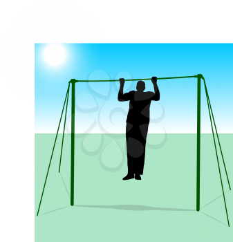 Silhouette of an athlete on the horizontal bar. Vector illustration.