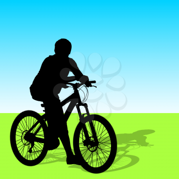 Silhouette of a cyclist male.  vector illustration.