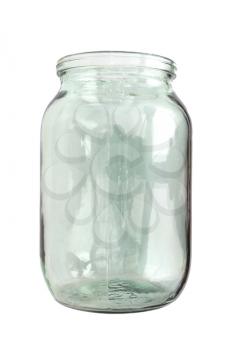 Empty glass jar isolated on a white background 