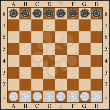 classic checkers,  board and checkers. vector illustration