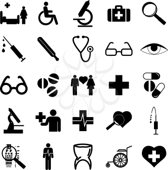 Collection flat icons. Medicine symbols. Vector illustration.