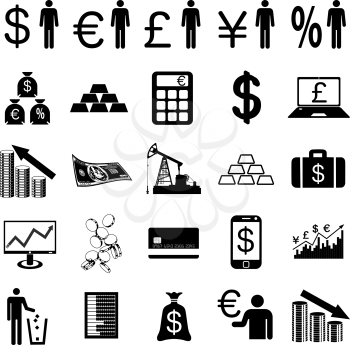 Collection flat icons.  Finance symbols. Vector illustration.