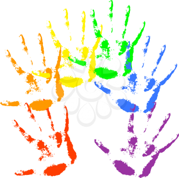 Hand print  rainbow colors, skin texture pattern, vector illustration.
