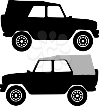 Set black silhouettes  cars on white background. Vector illustration.