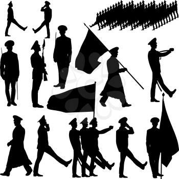 Silhouette  military people  collection.  Vector illustration.
