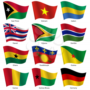Set  Flags of world sovereign states. Vector illustration. Set number 4. Exact colors. Easy changes.
