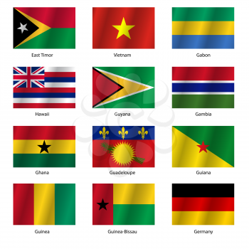 Set  Flags of world sovereign states. Vector illustration. Set number 4. Exact colors. Easy changes.