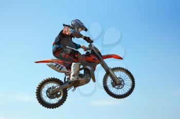 ARSENYEV, RUSSIA - AUG 30: Rider participates in the  round of the 2014 Russia motocross championship on August 30, 2014 in Arsenyev, Russia.
