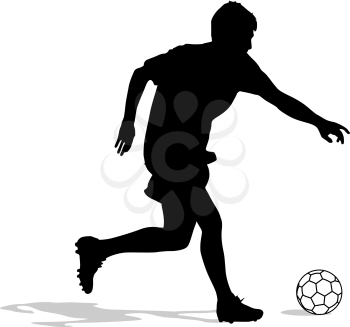 silhouettes of soccer players with the ball. Vector illustration.