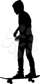 Set of skateboarders silhouette. Vector illustration.