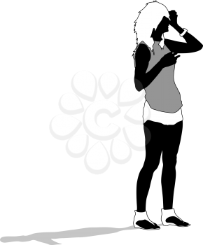 silhouettes of beautiful womans on white background. Vector illustration.