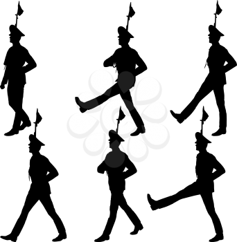 Silhouette soldiers during a military parade. Vector illustration