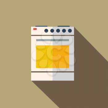 Modern flat design concept icon kitchen stove oven. Vector illustration.