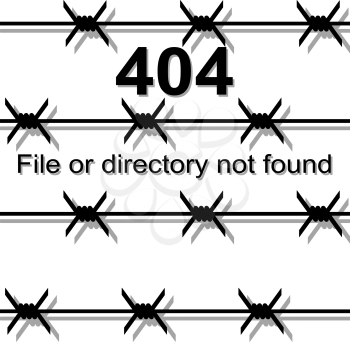 Barbed wire, the exclusion zone a message about Page not found Error 404