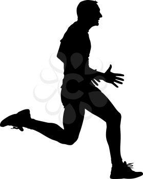 Athlete on running race, silhouettes. Vector illustration.