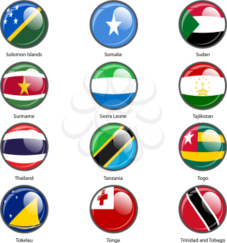 Set circle icon  Flags of world sovereign states. Vector illustration. 