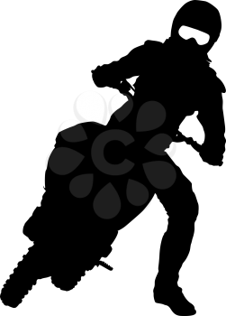 Black silhouettes Motocross rider on a motorcycle. Vector illustrations.