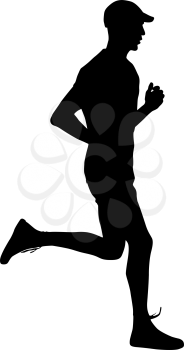 Running black silhouettes. Vector illustration.