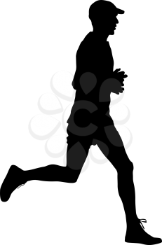 Running black silhouettes. Vector illustration.
