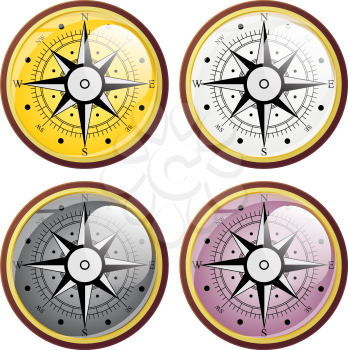 Set Wind rose compass flat symbols. Vector illustration.