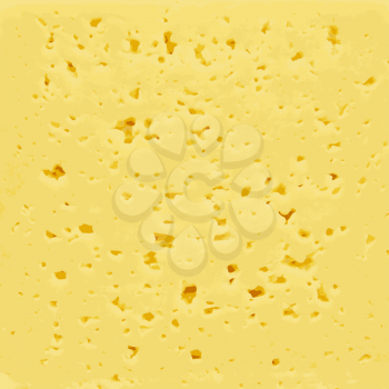 Background of fresh yellow Swiss cheese with holes Vector illustration.