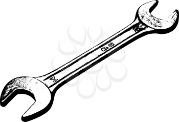 Steel wrench lies on a white background. Vector illustration.