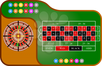 Tables, American  Roulette. Vector illustration.