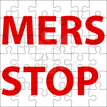 Background  puzzle Stop Mers Corona Virus sign.  Vector Illustration.