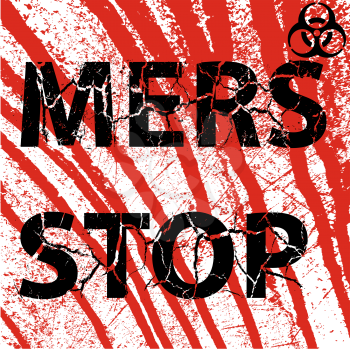Background bloody wall Stop Mers Corona Virus sign.  Vector Illustration.