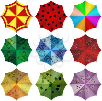 The Multi colored beach umbrella. Vector illustration.