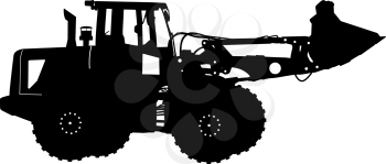 Silhouette of a heavy loaders with ladle. Vector illustration.