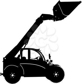 Silhouette of a heavy loaders with  ladle. Vector illustration.