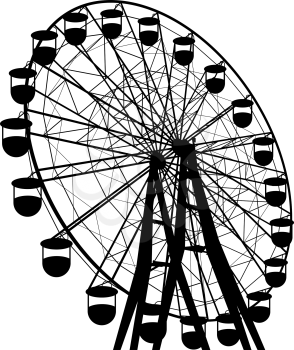 Silhouette atraktsion colorful ferris wheel. Vector illustration.