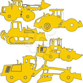Set  silhouettes  road construction equipment. Vector illustration.