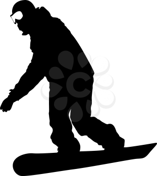 Black silhouettes  snowboarders on white background. Vector illustration.