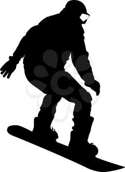 Black silhouettes  snowboarders on white background. Vector illustration.