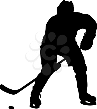 silhouette of hockey player. Isolated on white. Vector  illustrations.