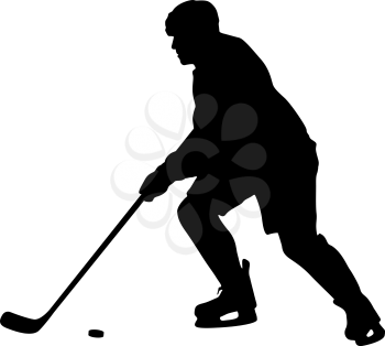 silhouette of hockey player. Isolated on white. Vector  illustrations.