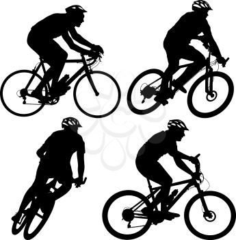Set silhouette of a cyclist male and female.  vector illustration.