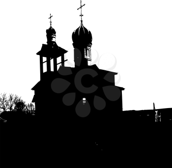 Silhouette of the old church. Vector illustration.