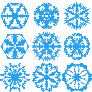 Set of snowflakes on a white background. Vector illustration.