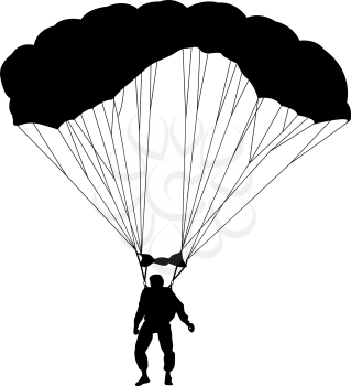 The Skydiver silhouettes parachuting a vector illustration