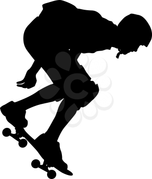 Silhouettes a skateboarder performs jumping. Vector illustration.