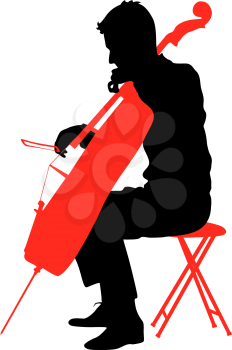Silhouettes a musician playing the cello. Vector illustration.