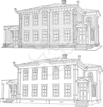 Drawing sketch of a house Vector illustration.
