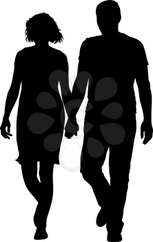 Couples man and woman silhouettes on a white background. Vector illustration.